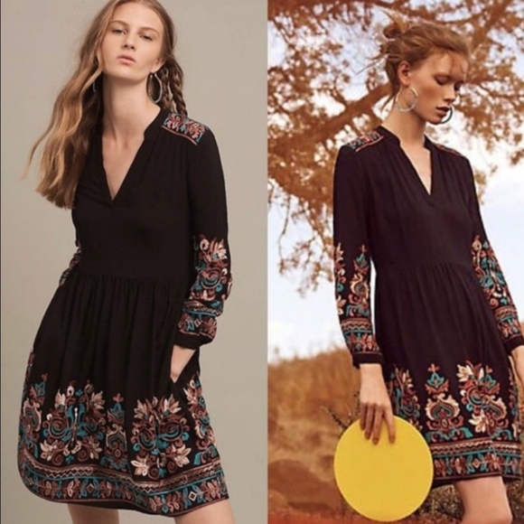 Floreat by anthropologie women's mini boho embroidered dress size XS bl… - Picture 1 of 7